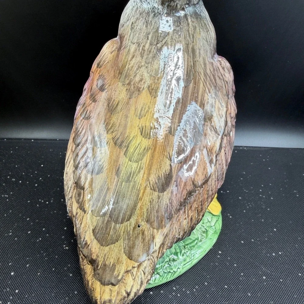 Italian Grebe Water Bird Figurines Set Majolica Stork Crane Hand Painted Italy